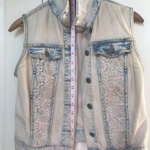 Vintage denim and lace vest
